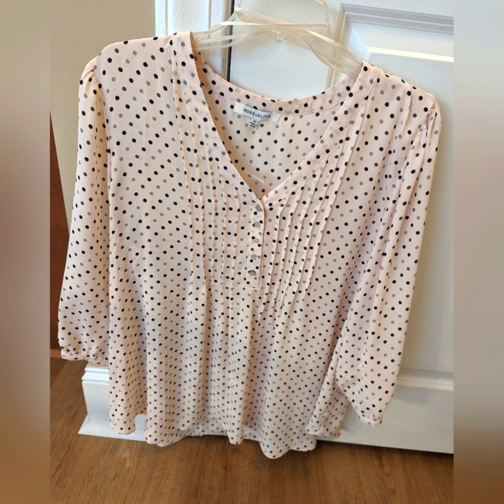 Rose & Olive 1X Blouse - Pale Peach and Black